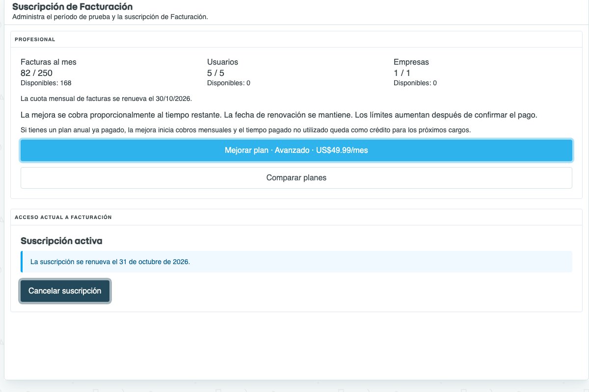 Pantalla de ejemplo: Planes y capacidad